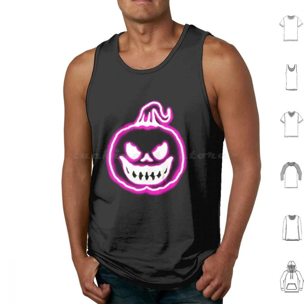 Halloween Scary Pumpkin Tank Tops Print Cotton Halloween Scary Evil Pretend Im His Hers Couple Matching Helloween Black