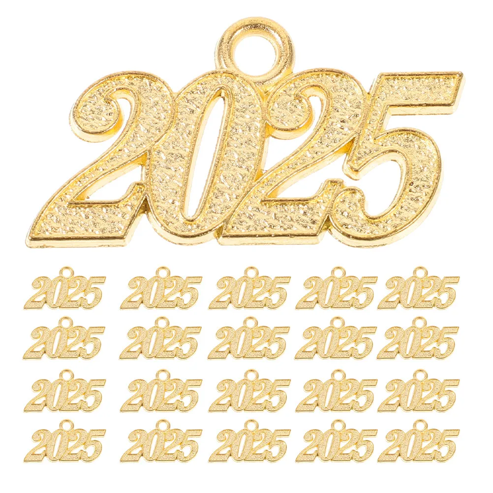 

50Pcs Graduation Year Charms 2025 Number Pendant for DIY Jewelry Making Tassel Design Grad Cap Charm Craft Supplies Bracelet
