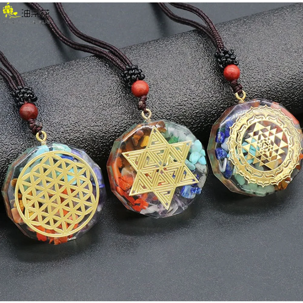 Charm10 Style Colorful Crystal Natural Stone Necklace Pendant for Women In Jewelry Resin Agate Turquoise Accessories Wholesale