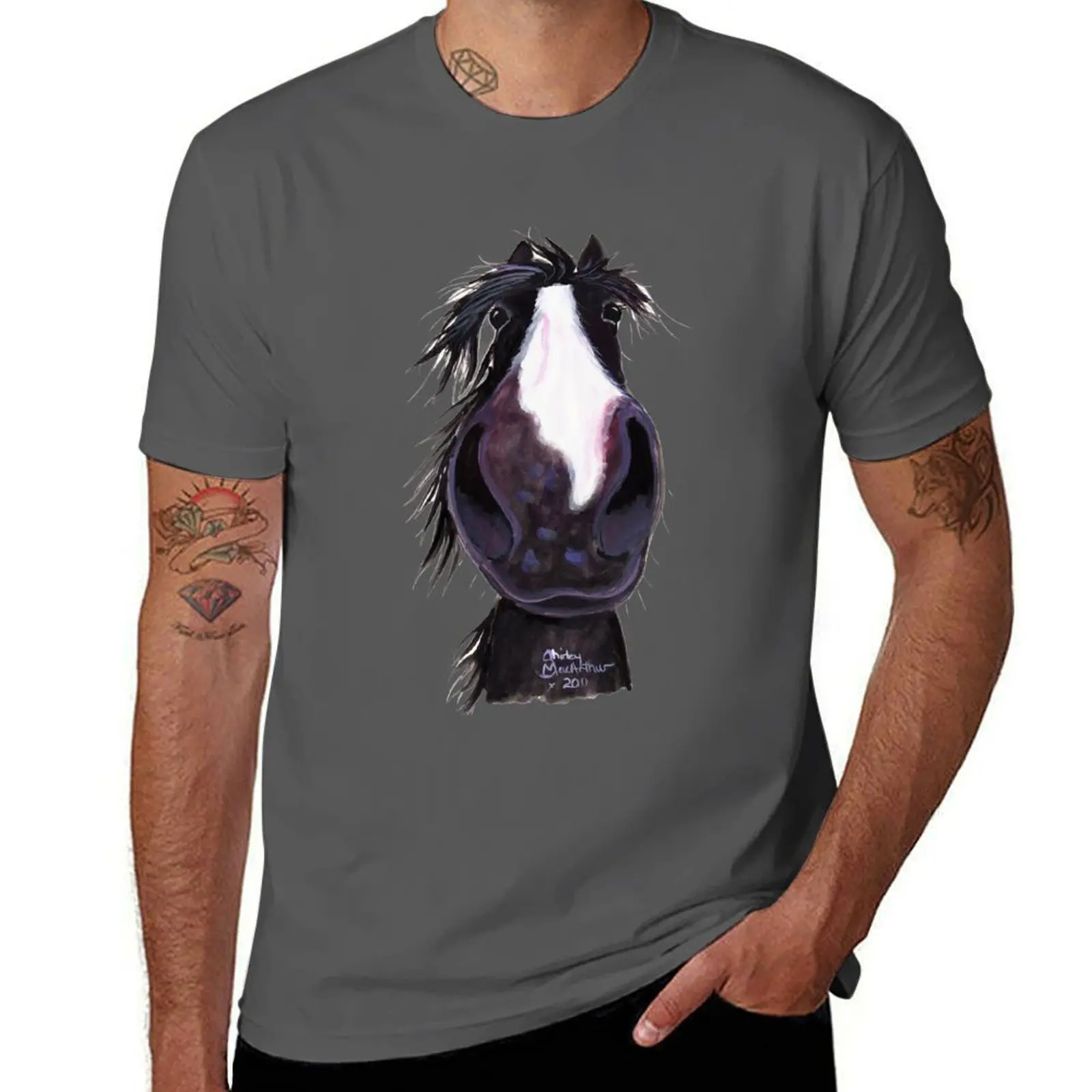 

Happy Horse ' PUNKED ' by Shirley MacArthur T-Shirt mens graphic t shirts funny t shirts cotton cotton t shirts man 100% T-Shirt