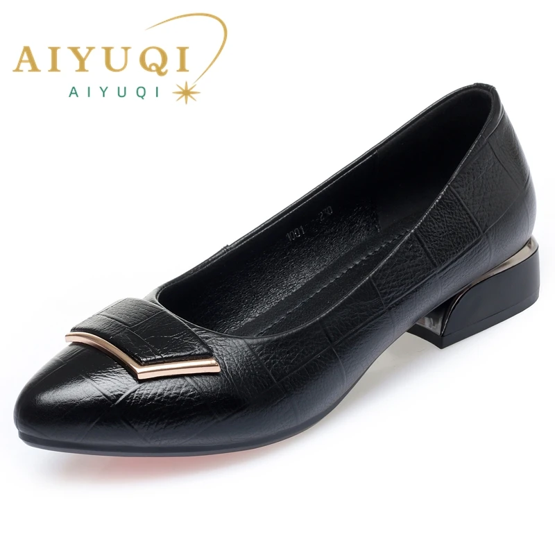 AIYUQI Dress Shoes Women Fashion 2024 New Genuine Leather Women Spring Shoes Non Slip Low Heel Lady Office Shoes