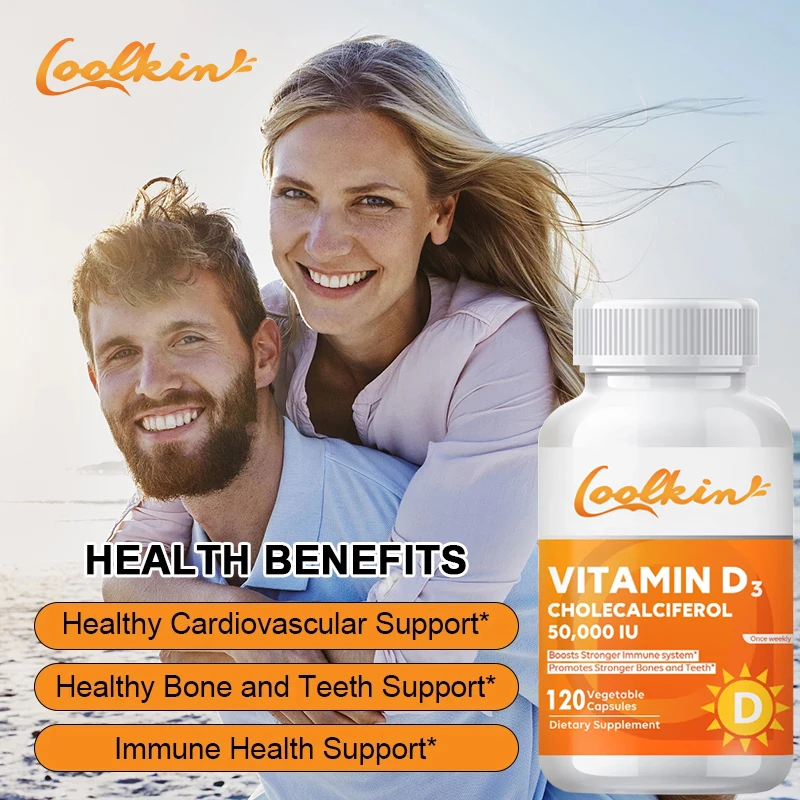 High Potency Vitamin D3 50000 IU - Helps Muscle Nerve Health Support Bone Density Teeth and Skin Heart Health