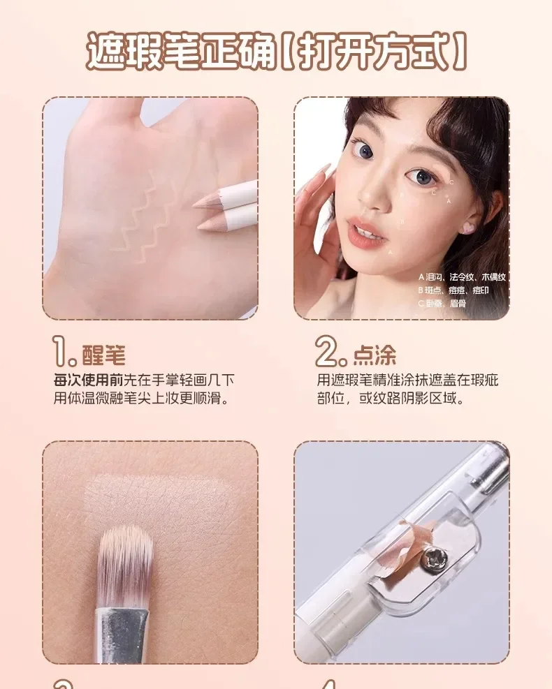 VEECCI Multi-use Concealer Pen Natural Eye Lid To Under-eye Brighten Cover Spot Whith Brush Long-lasting Multi Function Makeup