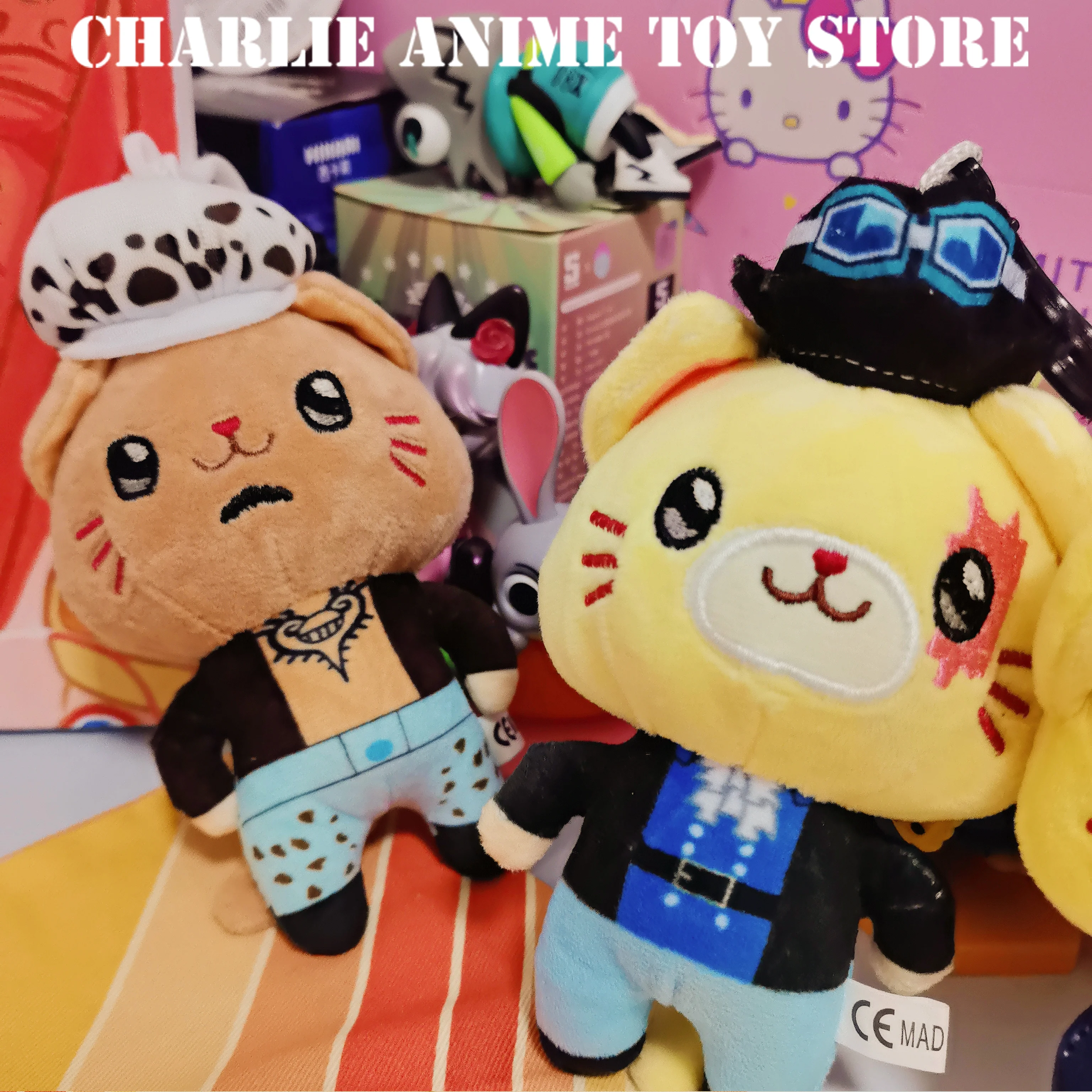 

New 12cm Straw Hat Luffy Plush Pendant Cartoon Figure Sanji Zoro Trafalgar Plush Doll Backpack Decoration Key Chain Fan Gifts