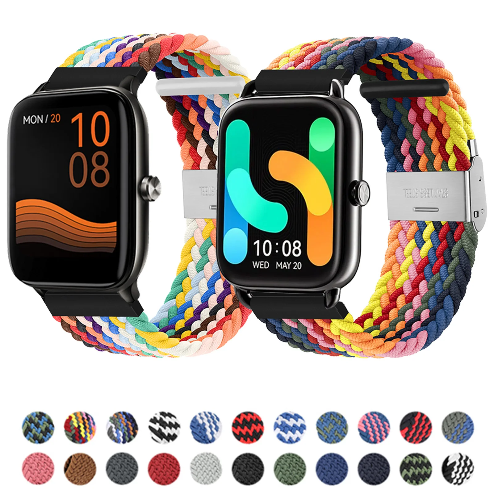 Elastic Braided Strap For Xiaomi Haylou GST RT2 Bands Nylon Adjustable Bracelet For Haylou RS4 Plus RT2 LS10/LS02/RT/LS05s/RS3