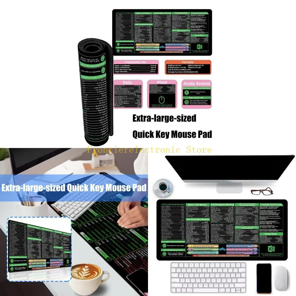 

G8DB NonSlip Computer Mats with Excels and Word Shortcut Waterproof Desk Pad for Office Use and Gaming