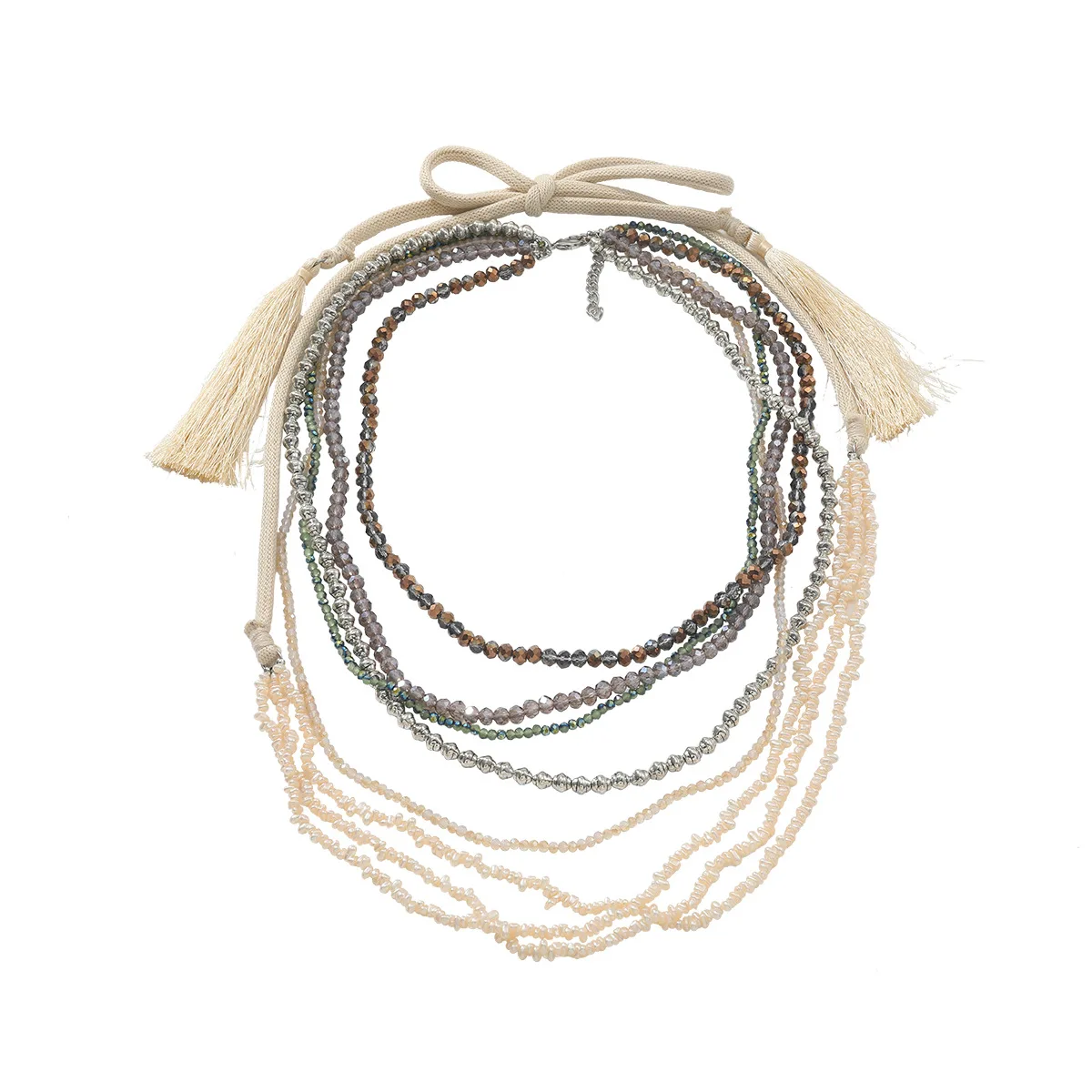 

ZAA Multilayer Handmade Beaded Imitation Pearls Waterfall Tassels Necklaces for Women Boho Jewelry Neck Accessories