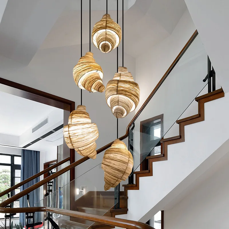 Japanische Treppe Pendelleuchte Kreative Persönlichkeit Kunst Croissant LED Kronleuchter Schlafzimmer Bar Bäckerei Stoff Hängeleuchte Dekor