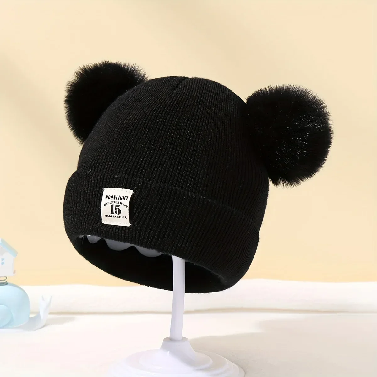 0-3Y Solid Color Wool Knitted Bonnet Bebe Newborn Baby Hat Pompom Cute Winter Hat For Kids Boys Girls Children Warm Beanie Cap