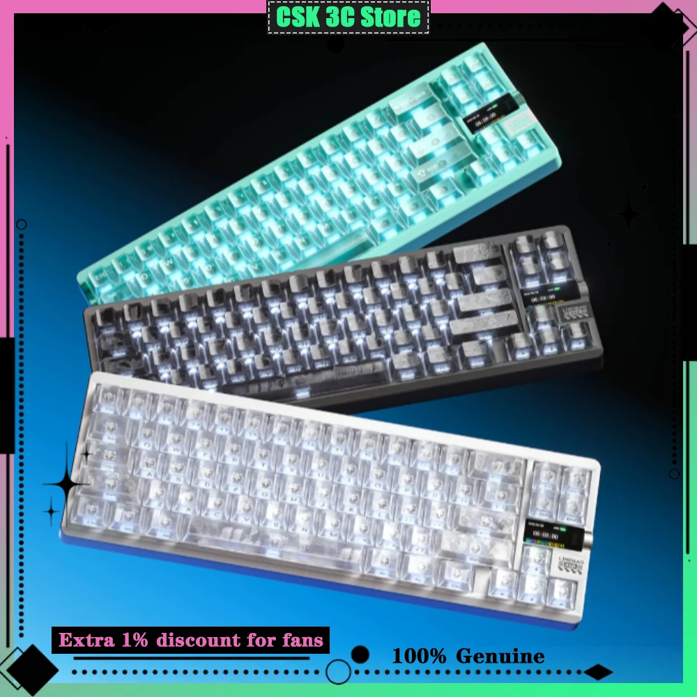 LINGBAO K68 Triple Mode Wireless Mechanical Magnetic Switch Keyboard 68Keys with Smart Display RGB Underglow Custom for Valorant