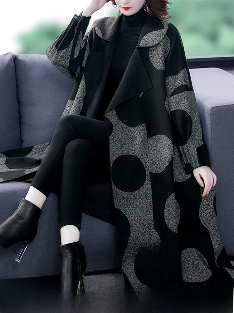 

Зимнее пальто Ele Lady, длинное пальто, женское пальто среднего возраста, модная этническая осенняя одежда, элитная средняя длина