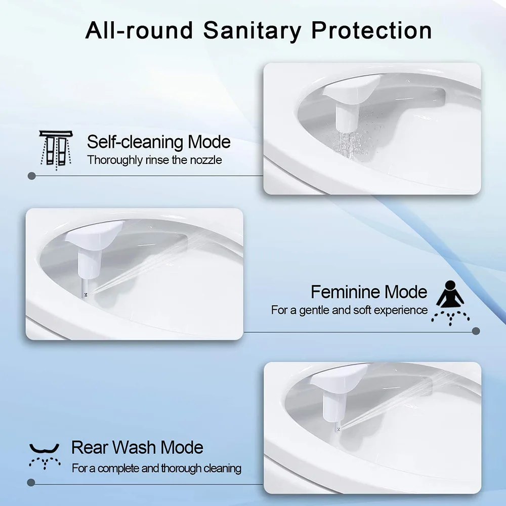 Guardget Bidet Attachment Left Side Bidet Non-electric Bidet For Toilet Seat Left Handed Small Bidets Two Nozzles Self Cleaning