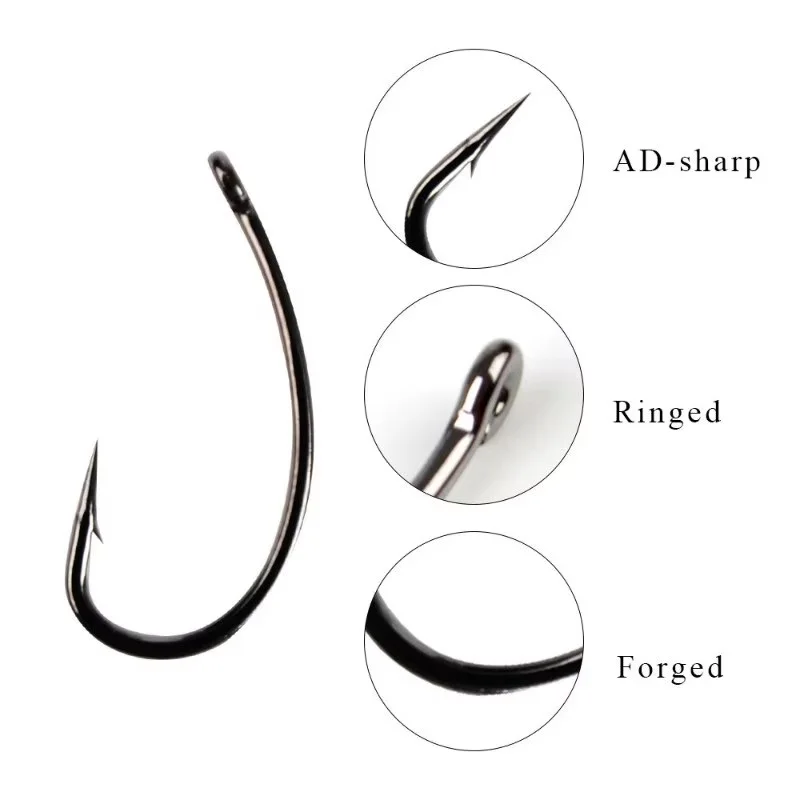 FISCH KÖNIG 10-30 stücke High Carbon Stahl Matte Schwarz Europa Karpfen Haken 1 2 4 6 8 10# stacheldraht Einzigen Karpfen Angeln Haken Süßwasser