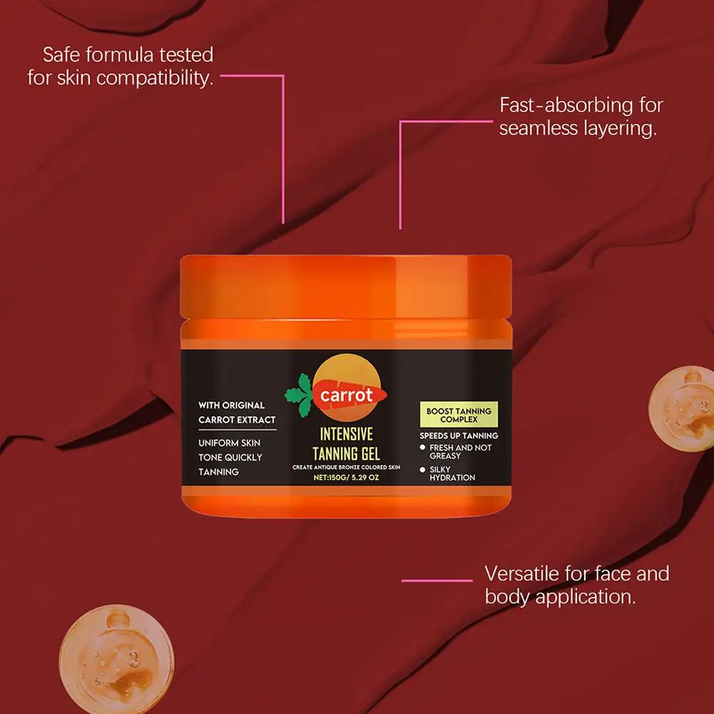 150 ml/5,07 fl.oz Karotten-Gel, intensives Bräunungsgel, natürliches Bräunungs-Beschleuniger-Cremegel, braunes Bräunungsgel für Sonnenliegen und Sonnen im Freien
