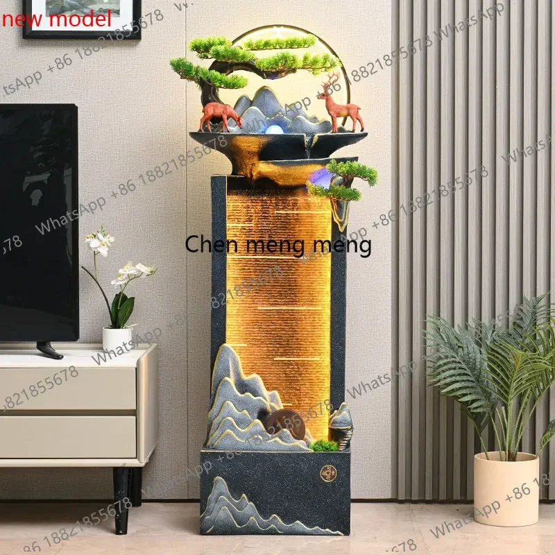 N138Modern simple water curtain wall, flowing water ornament, living room porch, rockery circulating water feature to attract we