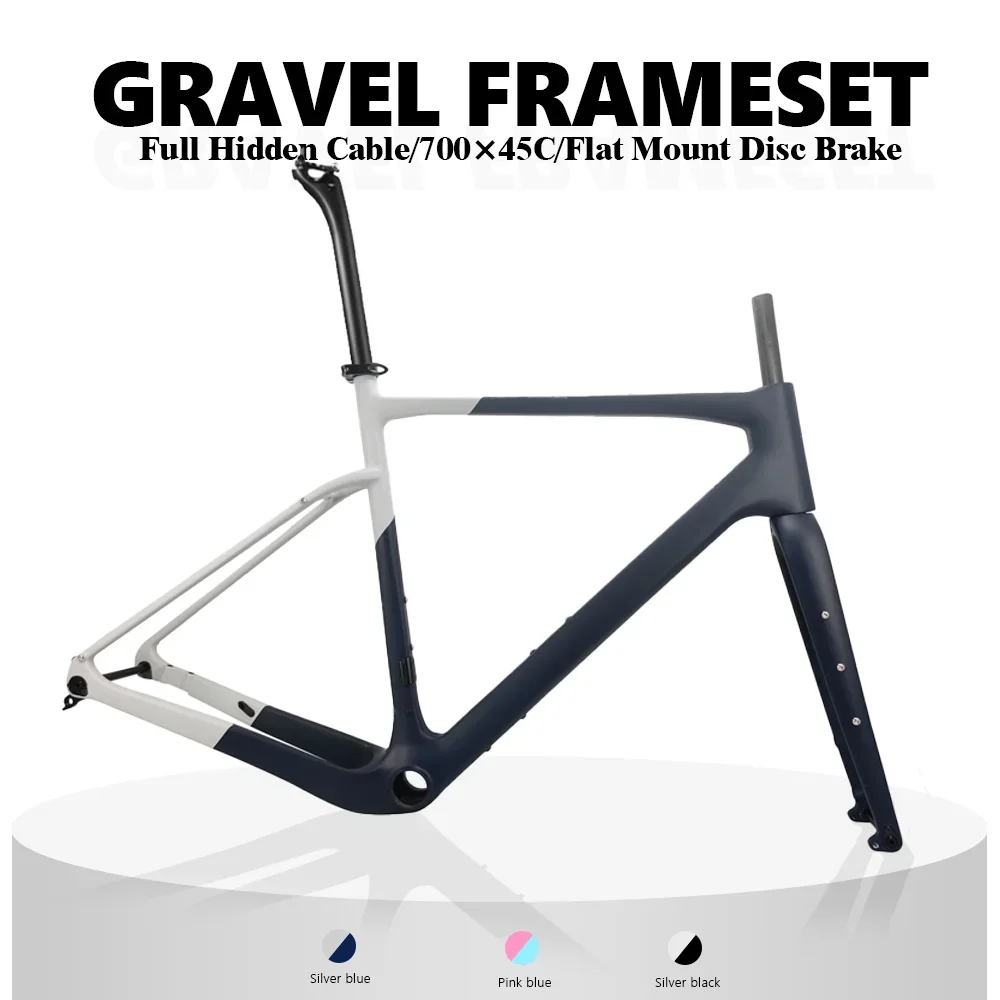 

New Carbon Gravel Frame 700C*45C Bike Frame BB386 Flat Mount Disc Brake Gravel Bicycle Frameset Road Bike Frame bicycle frames