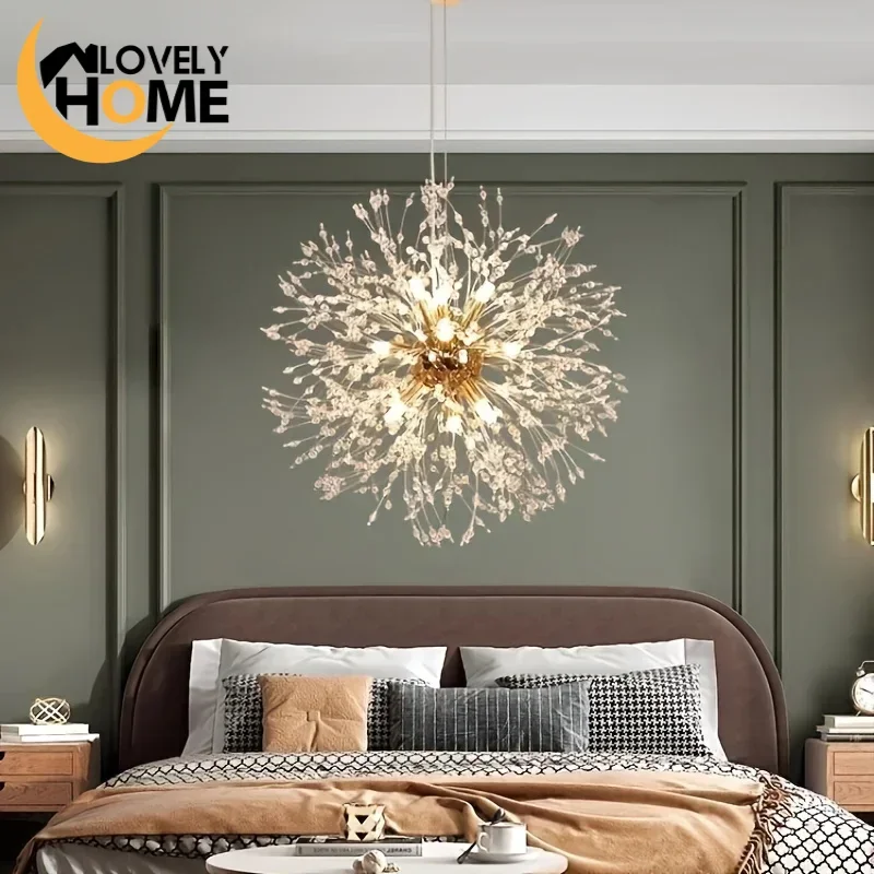 

Elegant Golden Dandelion Chandeliers with 8 G9 Bulb Heads-Modern Adjustable Hanging Chain for Living Room Dining & Kitchen Decor