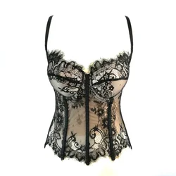 black Lace Pure desire Fashion hollow out top Corset Bustier Slim Hotsweet Tank Top Women Summer