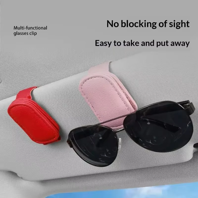 Multifunction Car Sun Visor Glasses Clip Leather Eyeglasses Clip Magnetic Sunglasses Holder Hanger Universal Interior Accessorie
