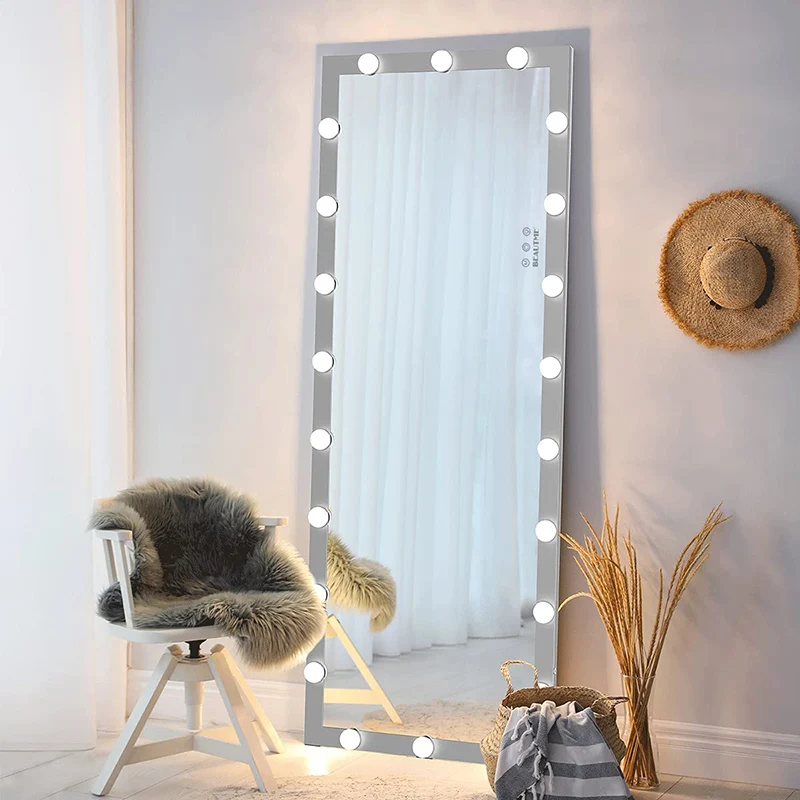 Hollywood Full Length Mirror with Lights Full Body Vanity Mirror, 3 Color Modes Lighted for Dressing Room Bedroom Wall Mounted