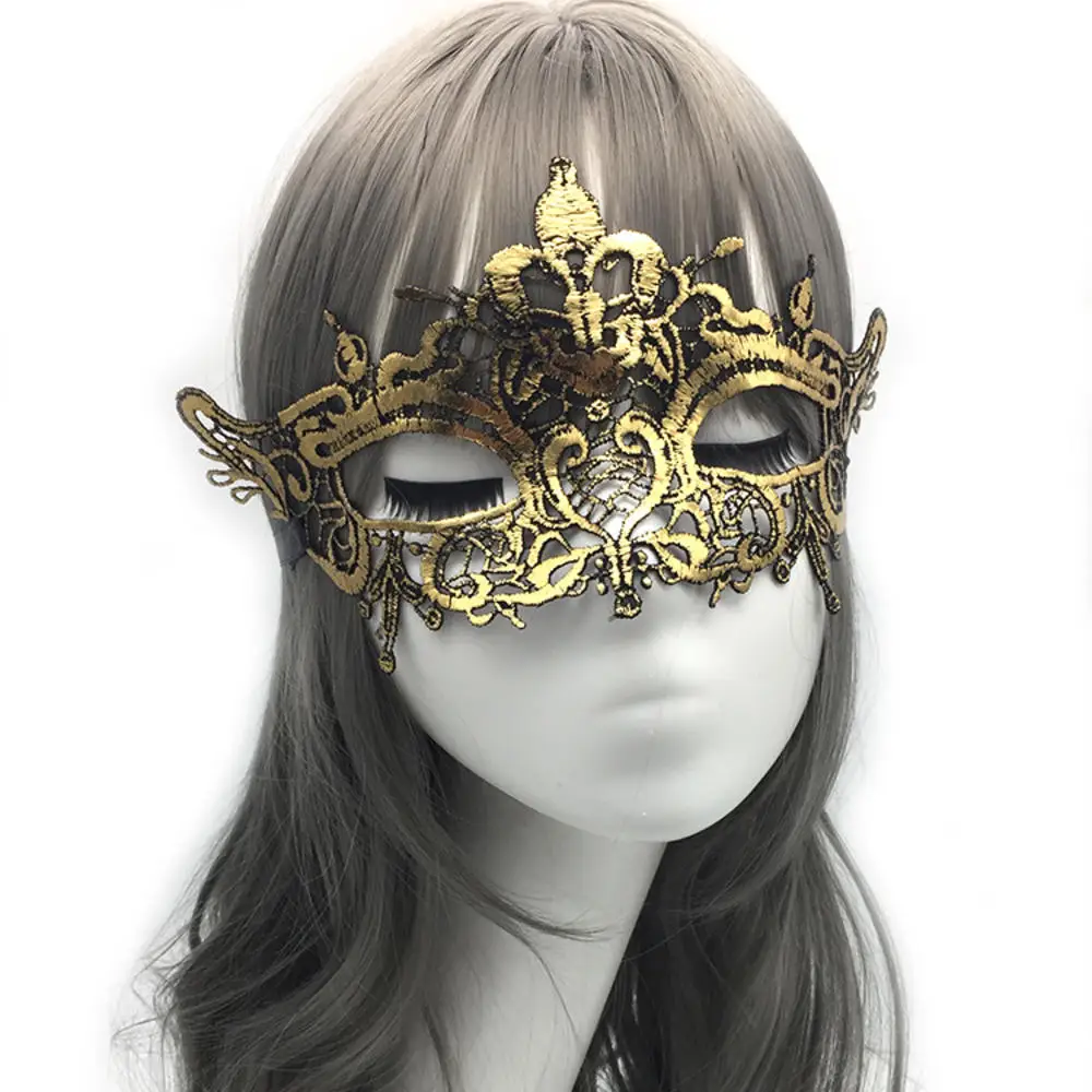 Masque demi-masque de fête d'halloween, masque en dentelle dorée Multiple pour Costume de Festival de carnaval, Costume de bal d'halloween