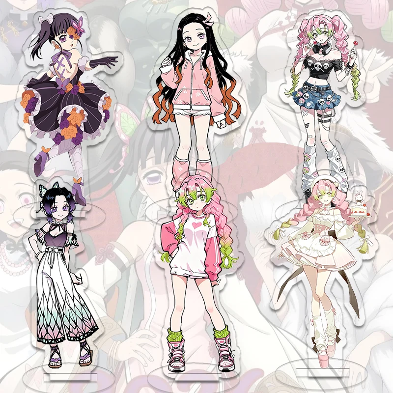Demon Slayer Acrylic Stand Shinobu Figure Mitsuri Desktop Ornaments Decor Nezuko Kamado Kawaii Student Cartoon Model Gift
