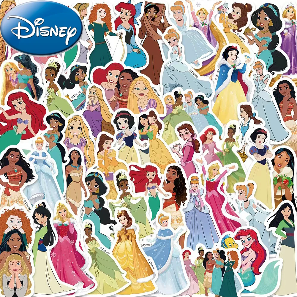 

10/30/50/100pcs Mixed Princess Disney Stickers for Journal Stationery Laptop Decals Cartoon Cinderella Jasmine Fun Sticker Toy