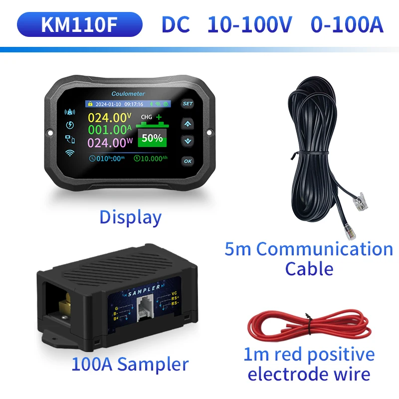 

KM110F Wifi Battery Coulomb Meter Bidirectional Detection Ammeter Voltmeter Power Meter Capacity Indicator RV Battery Monitor