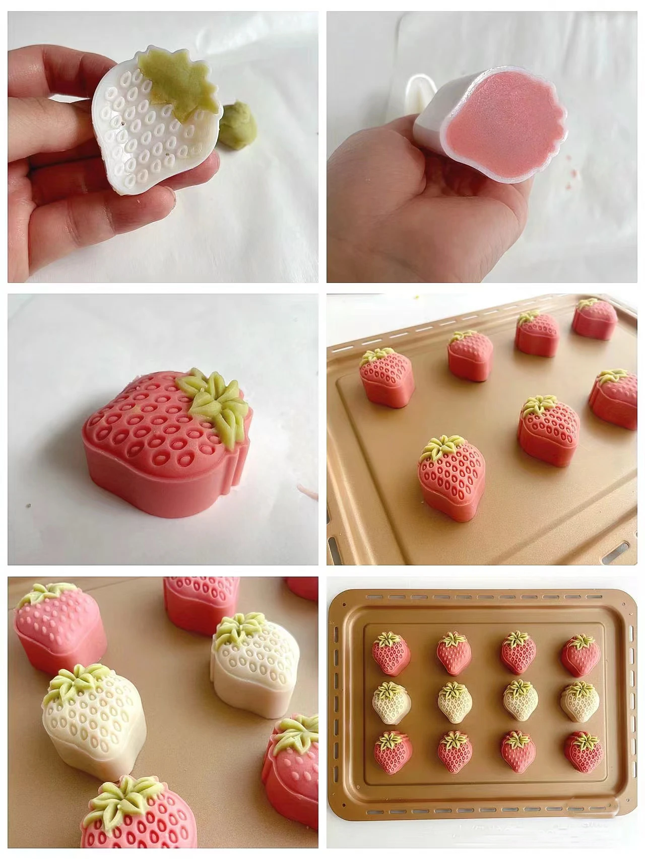 25g 50g Mini Mooncake Mould Strawberry Pattern Fruit Shape Cookie Pastry Stamp Creative Rice Cake Hand Pressed Mold DIY Dessert