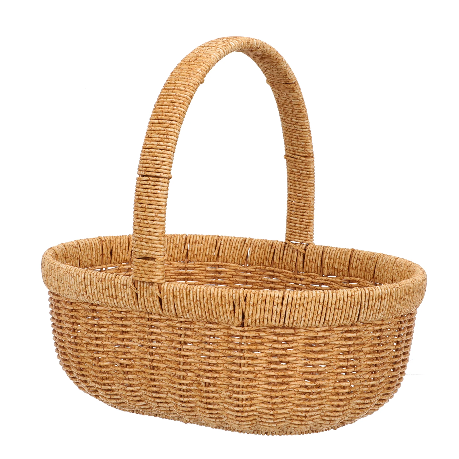 

Plastic Imitation Rattan Picnic Basket High Grade Outdoor Handheld Storage Basket Durable Food Container Camping Accessories