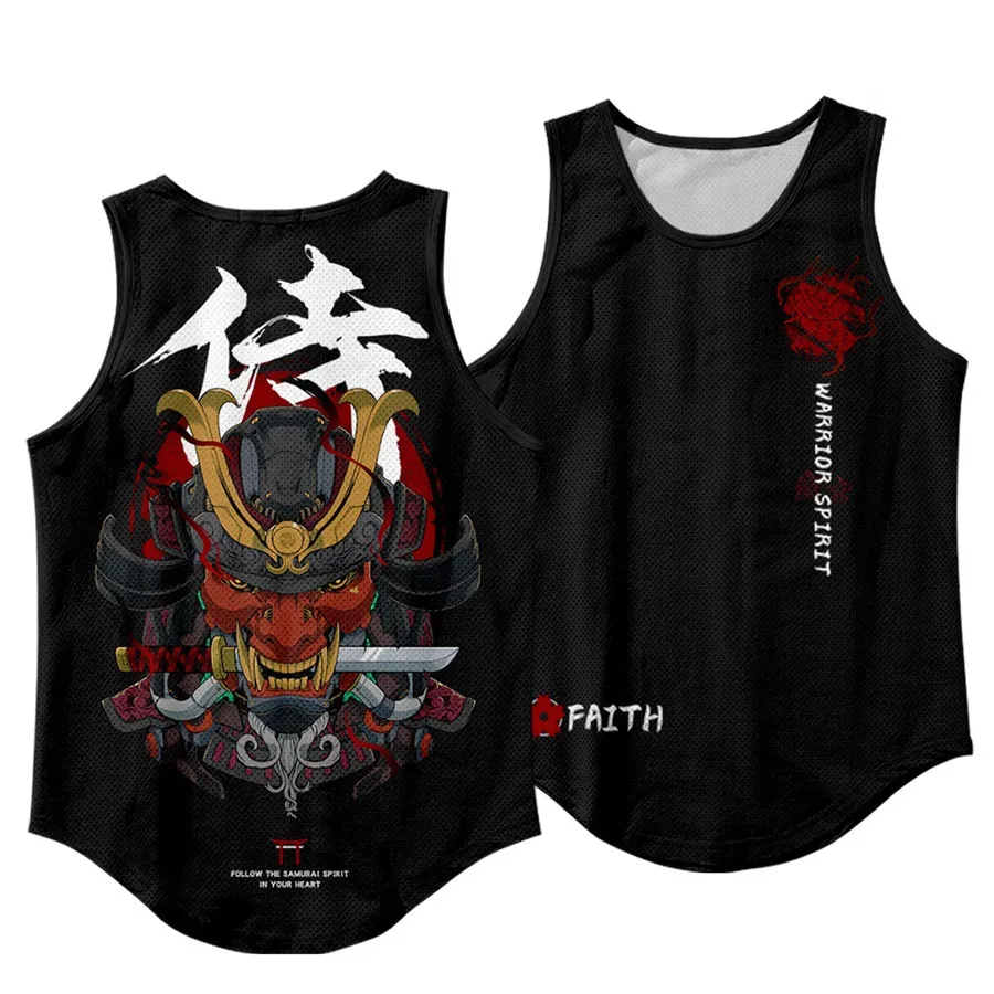 Invincible Demon Fitness Tank Top Vest Harajuku Gym Sleeveless Shirt Trunks Bodybuilding Men Vest Tops