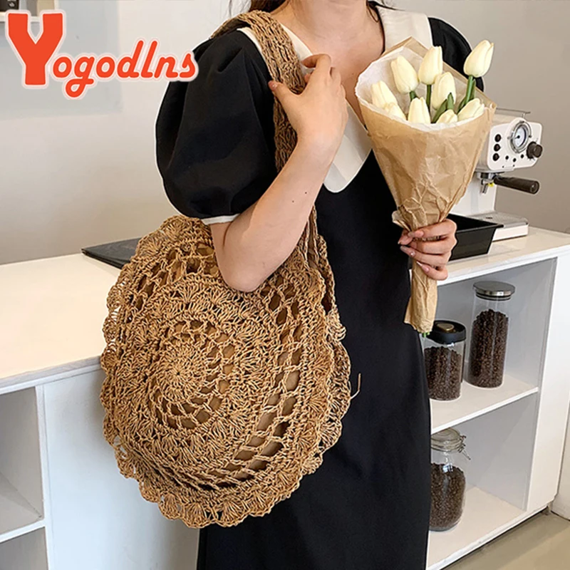 Round Straw Bags Women Summer Rattan Bag Handmade Woven Beach Cross Body Bag Circle Bohemia Handbag Bali bolso paja