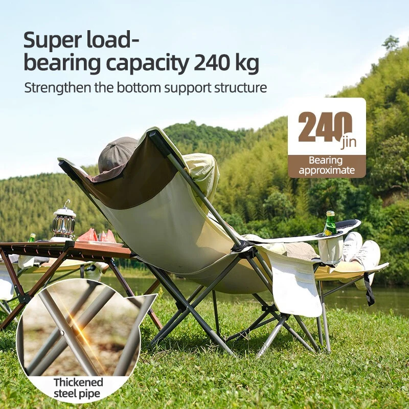 Outdoor Folding Chair Portable Lunch Break Backrest Lounge Chair Camping Beach Chair Fishing Chair Director Chair 240kg