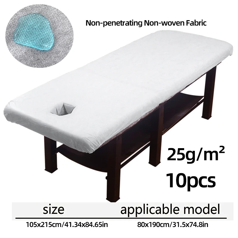 10-Pack Disposable Massage Bed Sheets, Thickened Elastic Full-Cover Bed Covers, White Non-Woven Fabric Material, Suitable for Wellness Centers, Disposable Beauty Bed Covers, Beauty Salon Massage Bed Protective Pads, Clean and Hygienic, Easy to Change between Customers
