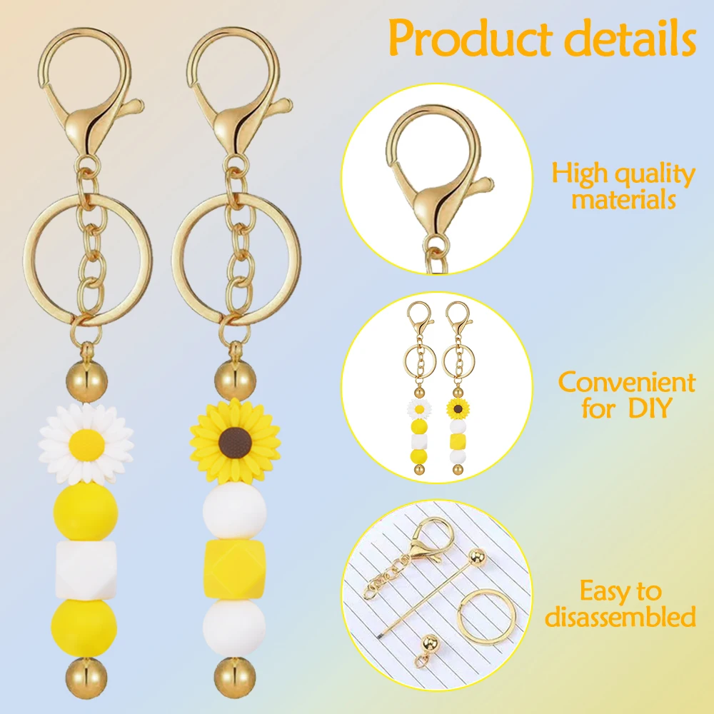 LOFCA 24 pieces daisy keychain bag accessories exquisite metal small pendant key ring pendant 2024 popular accessories