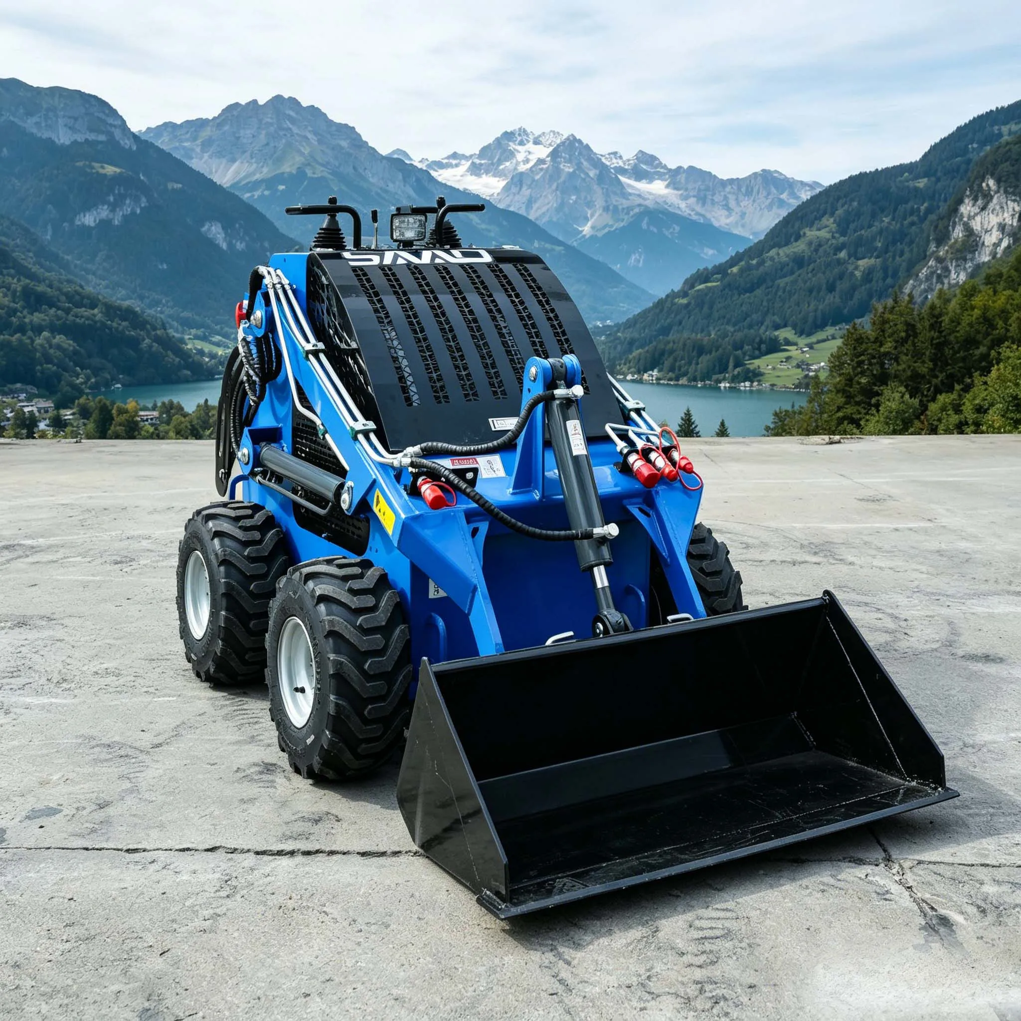 Compact Ride On Skid Steer Loader Fully Hydraulic Mini Wheel Loader With Attachments For Construction Landscaping