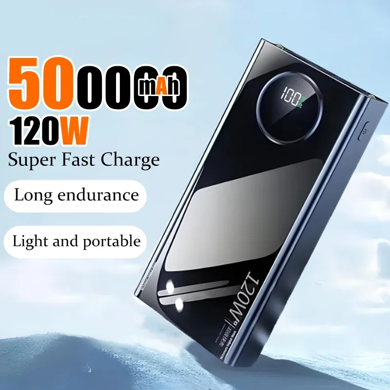 120W High Capacity 500000mAh Power Bank Fast Charging Powerbank Portable Battery Charger For iPhone Huawei Samsung