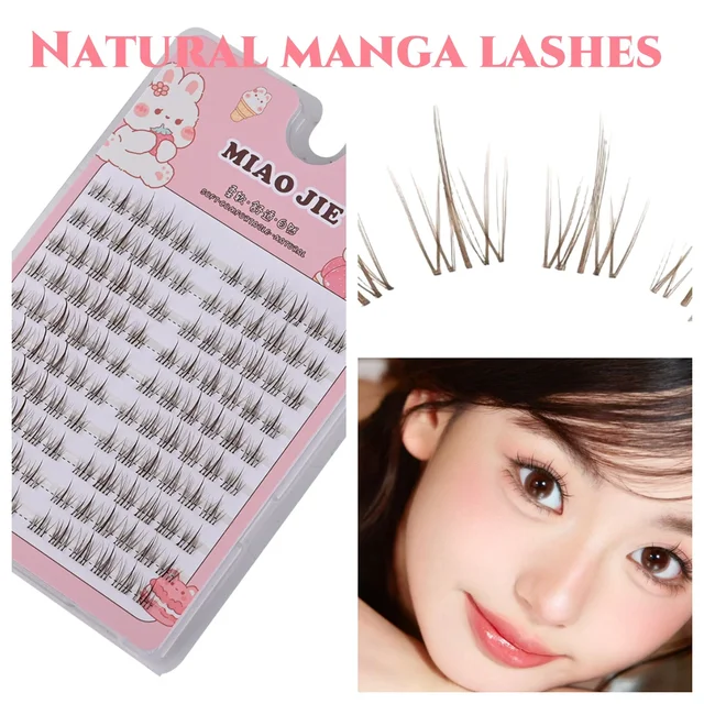 MIAOJIE Sunflower Lashes Brown Manga False Eyelashes Natural Soft Large Capacity Anime Eyelashes Douyin Wanghong Makeup Anime Ey
