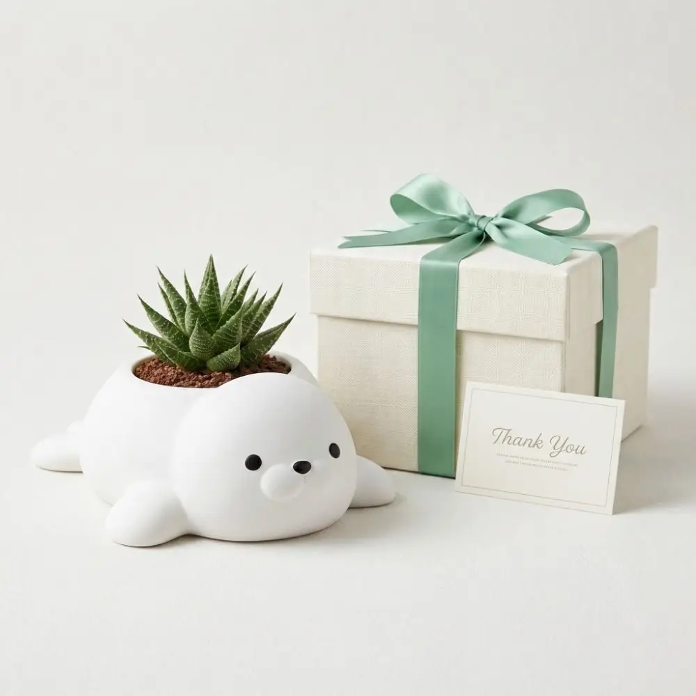 3D Printed Seal Flowerpot Storage Box Jewelry Holder Plant Flower Pot Home Decor Funny Potted Plant