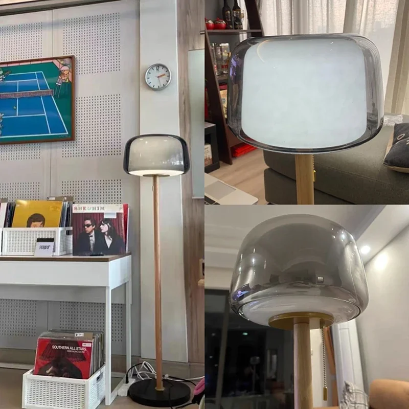 SANDYHA nowe nordyckie nowoczesne lampy stojące minimalistyczna drewniana szklana lampa podłogowa lampy LED pokój dekoracja sypialni w domu Lampe