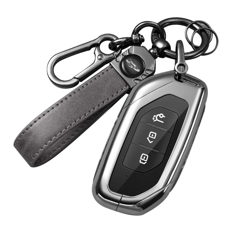 Zinc Alloy Leather Car Key Case for Dongfeng Forthing Fengxing T5 EVO Remote Keychain Protector Cover Shell Fob Accessories