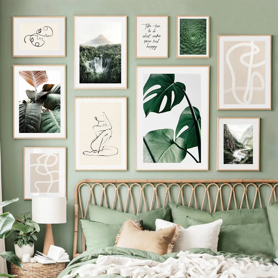 Forest Waterfall Succulent Plant Monstera Wall Art Canvas Painting Nordic Posters And Prints Wall Pictures For Living Room Decor
