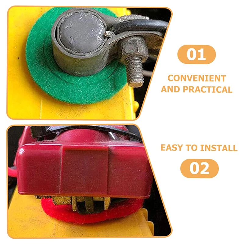 10Pcs Red And Green Felt Pads Battery Clamp Washer Gasket Anti-corrosive Fibre Car Battery Terminal Protection Pads