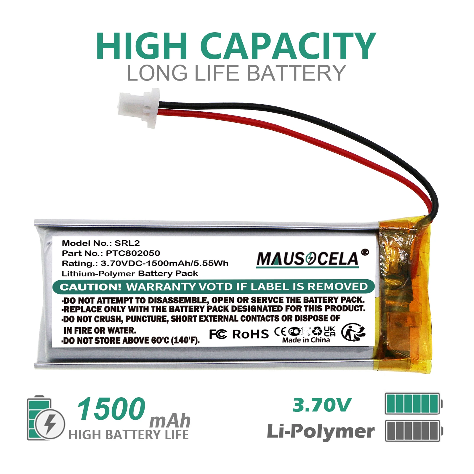 

1500mAh Wireless Headset Battery For Sena:PTC802050,SRL2,SRL-01 (SP51),SHOEI Neotec II,GT-Air II,J-Cruise II,Interphone:F2,F3,F4