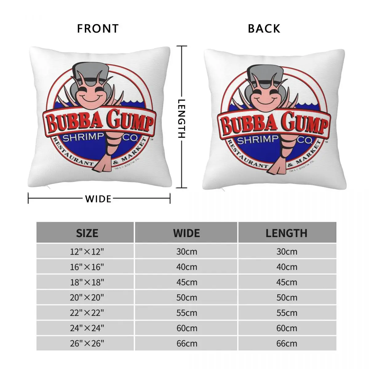Bubba Gump Forest Shrimp Seafood Square Pillowcase Pillow Cover Cushion Zip Decorative Comfort Throw Pillow for Home Bedroom