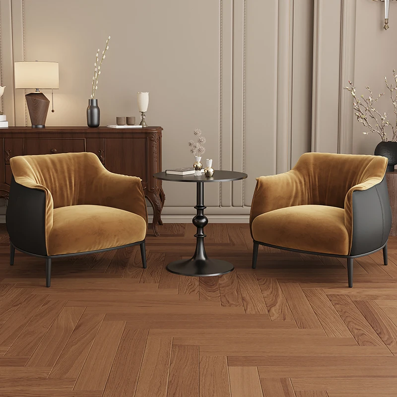 

Modern Medieval Sofa Chair Balcony Single Leisure Chair Business Meeting Area Reception Table Chair Armrest Negotiation Sofa