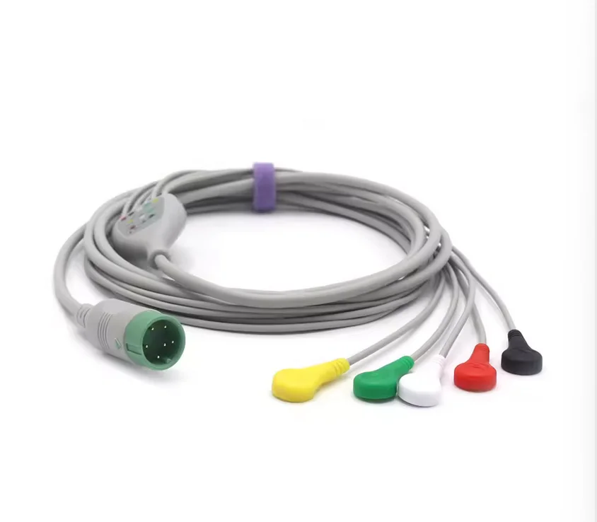 Compatible New High quality!Creative K12 ECG Cable with Leadwires 5lead Snap Snap 6pin
