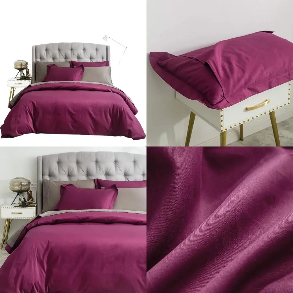 

Queen Size Burgundy Cotton Duvet Cover Set with Zipper Closure and 2 Shams in Modern Carmine Red