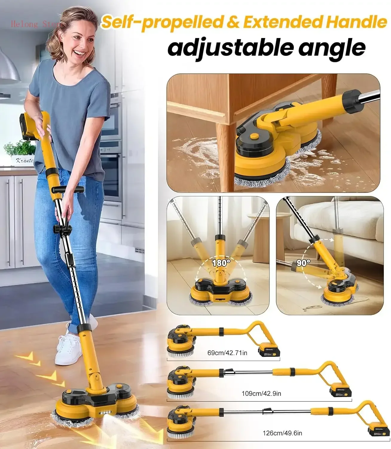 

[XMSJ]6000mAh Battery Electric Mop M1, 800RPM Cordless Electric Power Scrubber & Mops for Floor Cleaning, Best Automatic