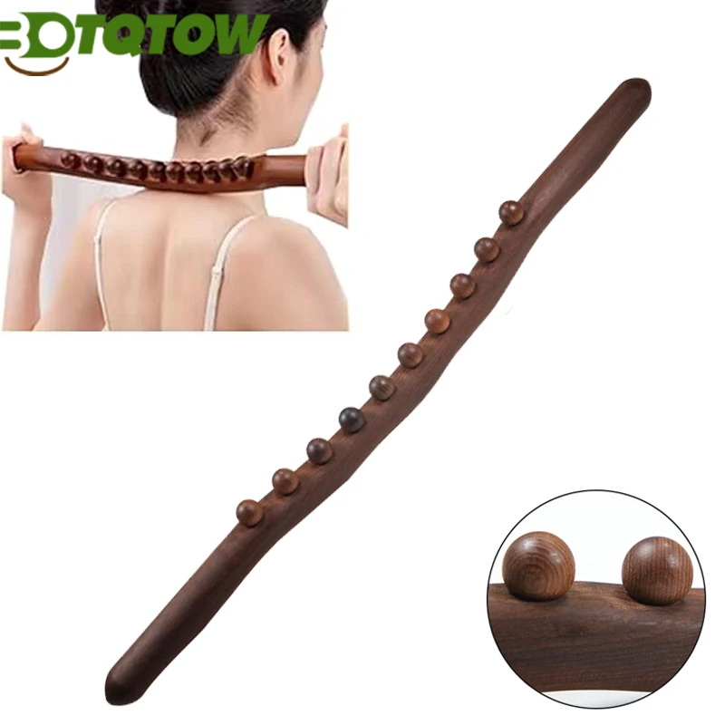 1PC Wood Scraping Massage Stick,Natural Carbonized Body Massage SPA Therapy Tool,Guasha Relaxation Massage Stick,Point Treatment